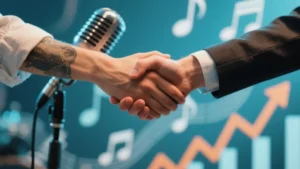 Due figure che si stringono la mano in un ambiente professionale