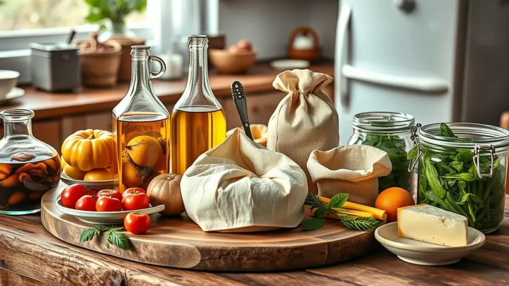 Un collage visivo di diversi metodi di conservazione degli alimenti