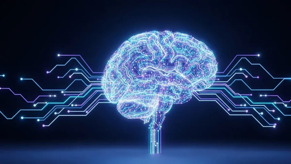 Concetto astratto di intelligenza artificiale avanzata con reti neurali