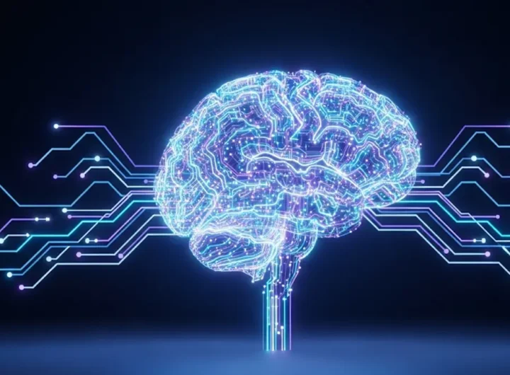 Concetto astratto di intelligenza artificiale avanzata con reti neurali
