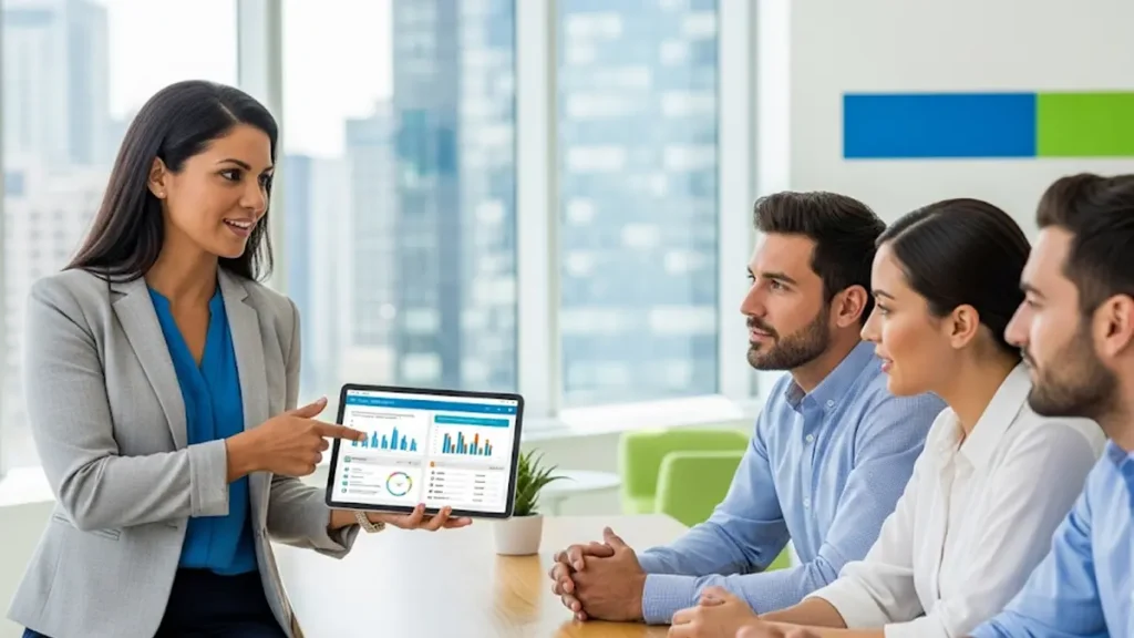 Immagine che mostra un team di lavoro in un ambiente sicuro e moderno