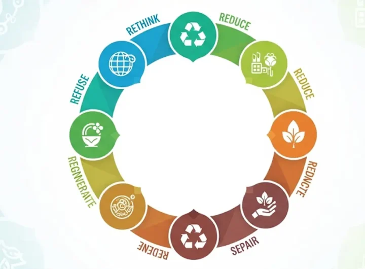 Infografica che illustra i 9 principi dell'economia circolare