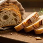 Un primo piano di fette di pane artigianale fresco