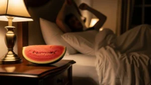 un comodino elegante accanto a un letto