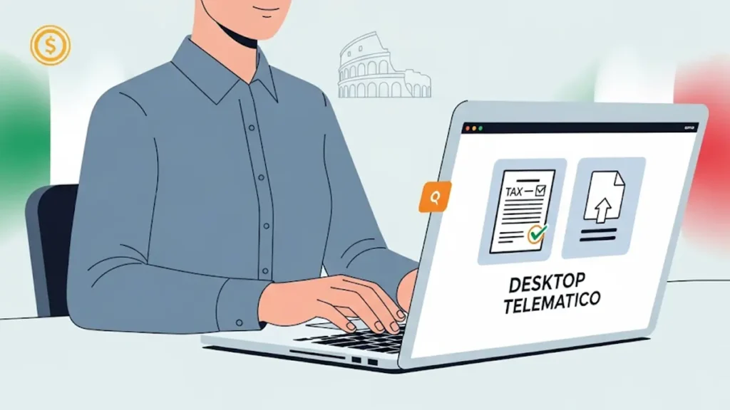 una persona seduta a una scrivania mentre utilizza con sicurezza un computer portatile