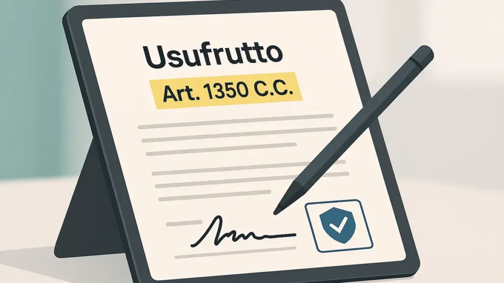 Documento digitale contratto di usufrutto con firma elettronica qualificata
