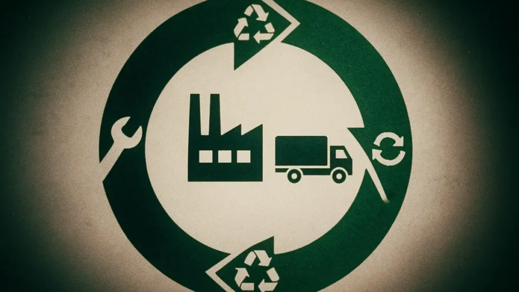 Infografica che illustra il flusso della supply chain circolare