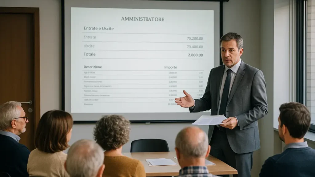 Assemblea condominiale in corso con amministratore