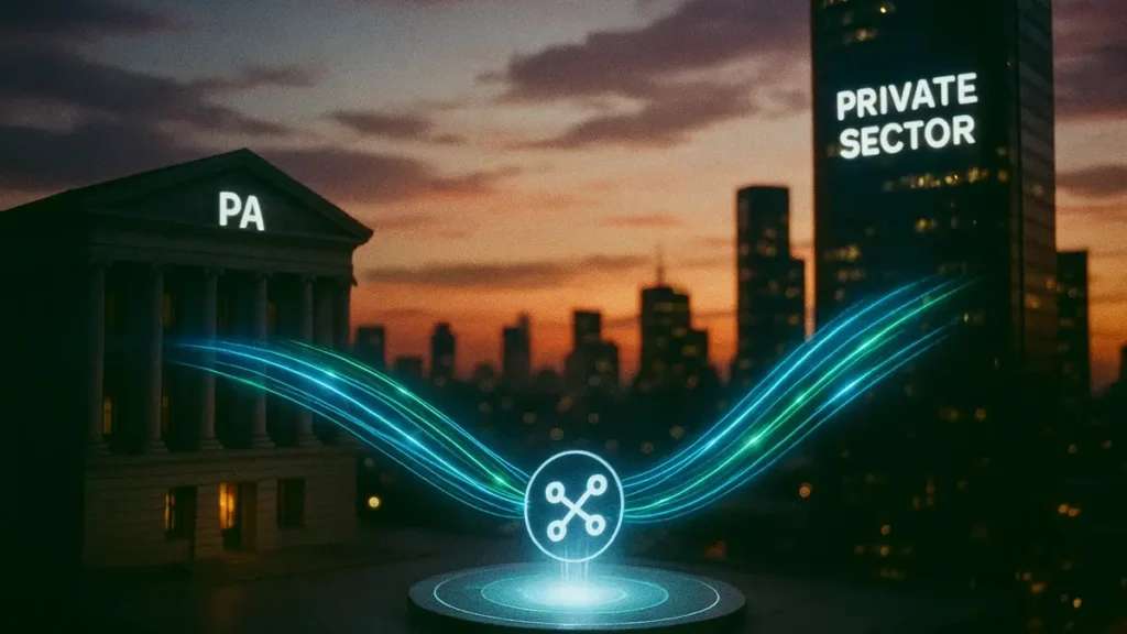 Infrastruttura di rete che unisce edifici pubblici e privati