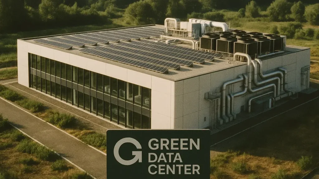 Panoramica aerea di un Green Data Center moderno in Italia