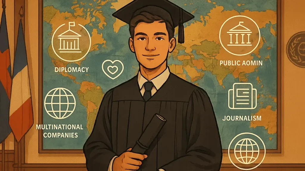Studente di Scienze Politiche osserva un mappamondo