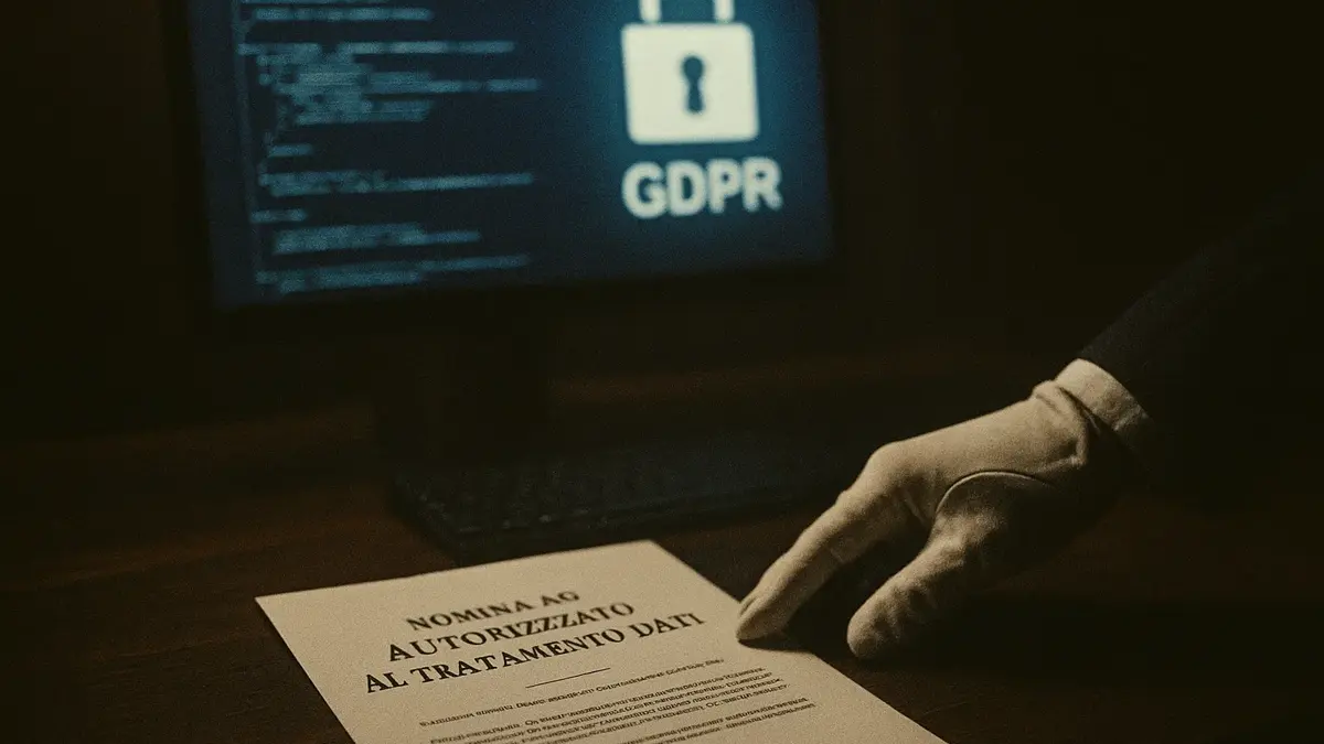 documento di nomina firmato su un tavolo con un lucchetto digitale