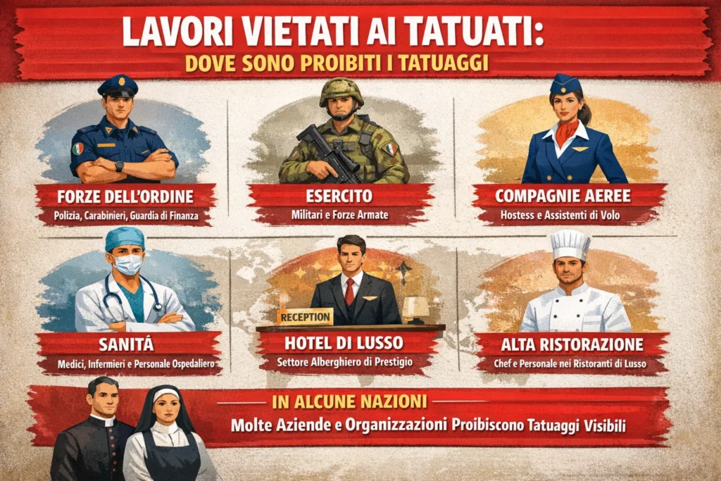 Lavori vietati ai tatuati dove sono proibiti i tatuaggi